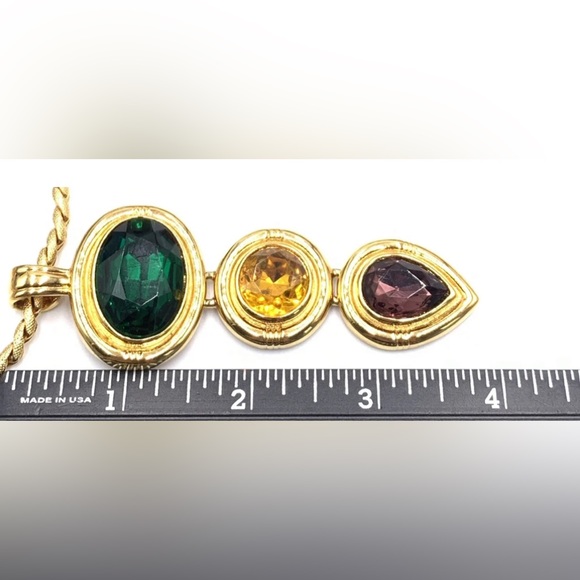 Sandy Miller Burrows SMB Pendant signed gold tone pendant Statement Necklace. - Picture 3 of 8